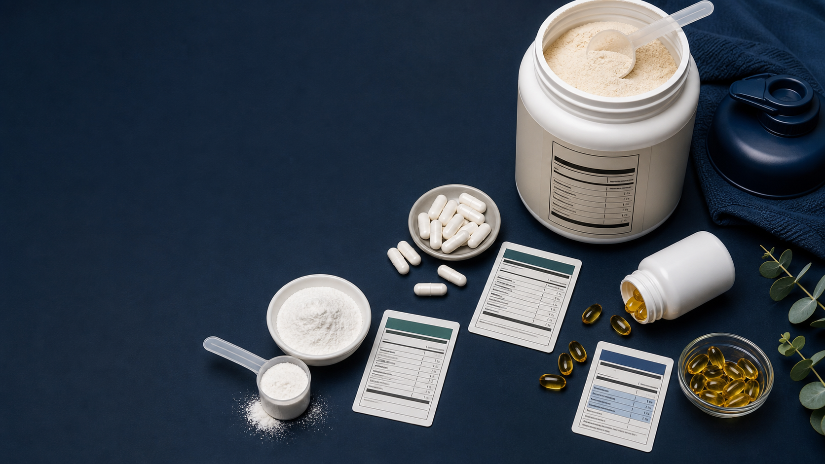 Supplement labels and measuring tools used for a omega-3 comparison